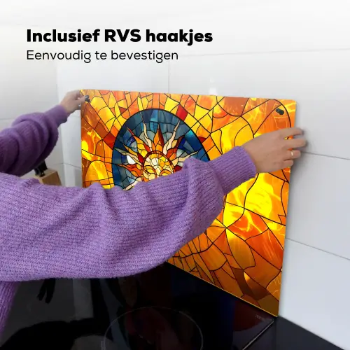 Mozaïek - Zon - Geel - Cirkel Inductie beschemer met haakjes klein -ky-ophangen-nl