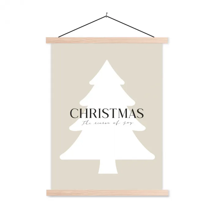 Kerstboom - Japandi - Christmas - Beige textielposter latten blank klein -3d