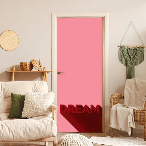 Dream - 3D - Rood - Roze deurposter klein -sfeer2