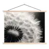 Paardenbloem - Zwart - Wit textielposter latten blank klein -3d
