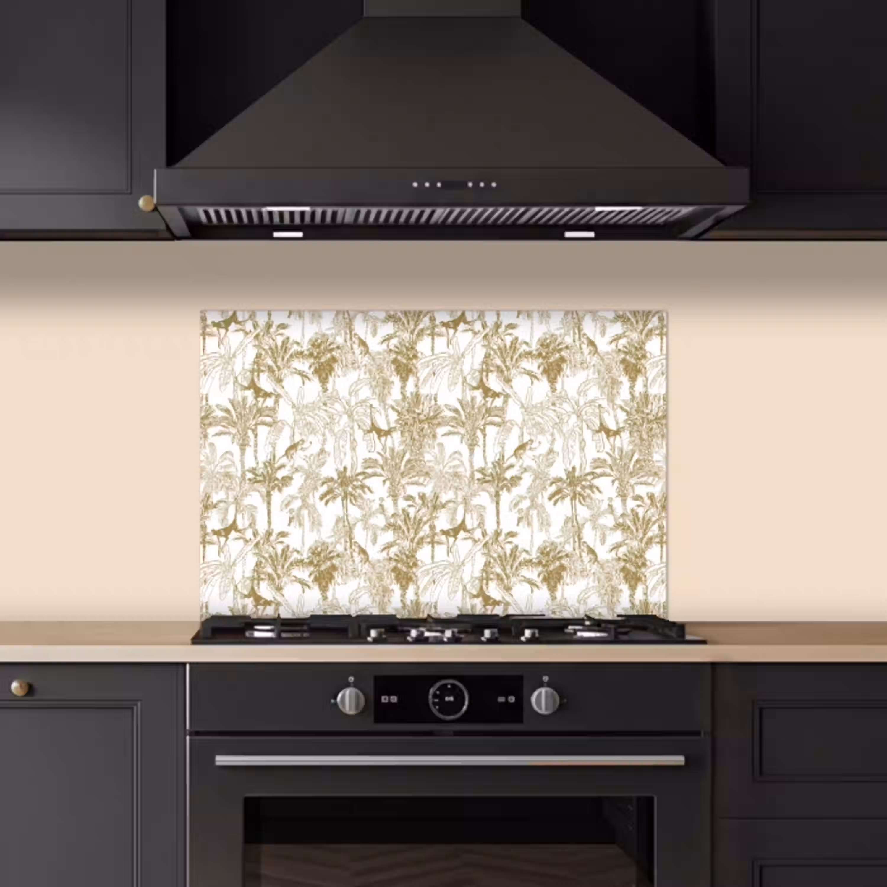Apen - Jungle - Abstract - Beige keuken achterwand spatscherm klein 900 -sfeer1