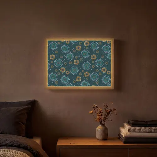 Blauw - Patroon - Retro Light Box met batterij (Wandlamp) middel 907 -sfeer4