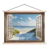 Doorkijk - Strand - Raam - Duinen - Zee textielposter latten blank klein -3d