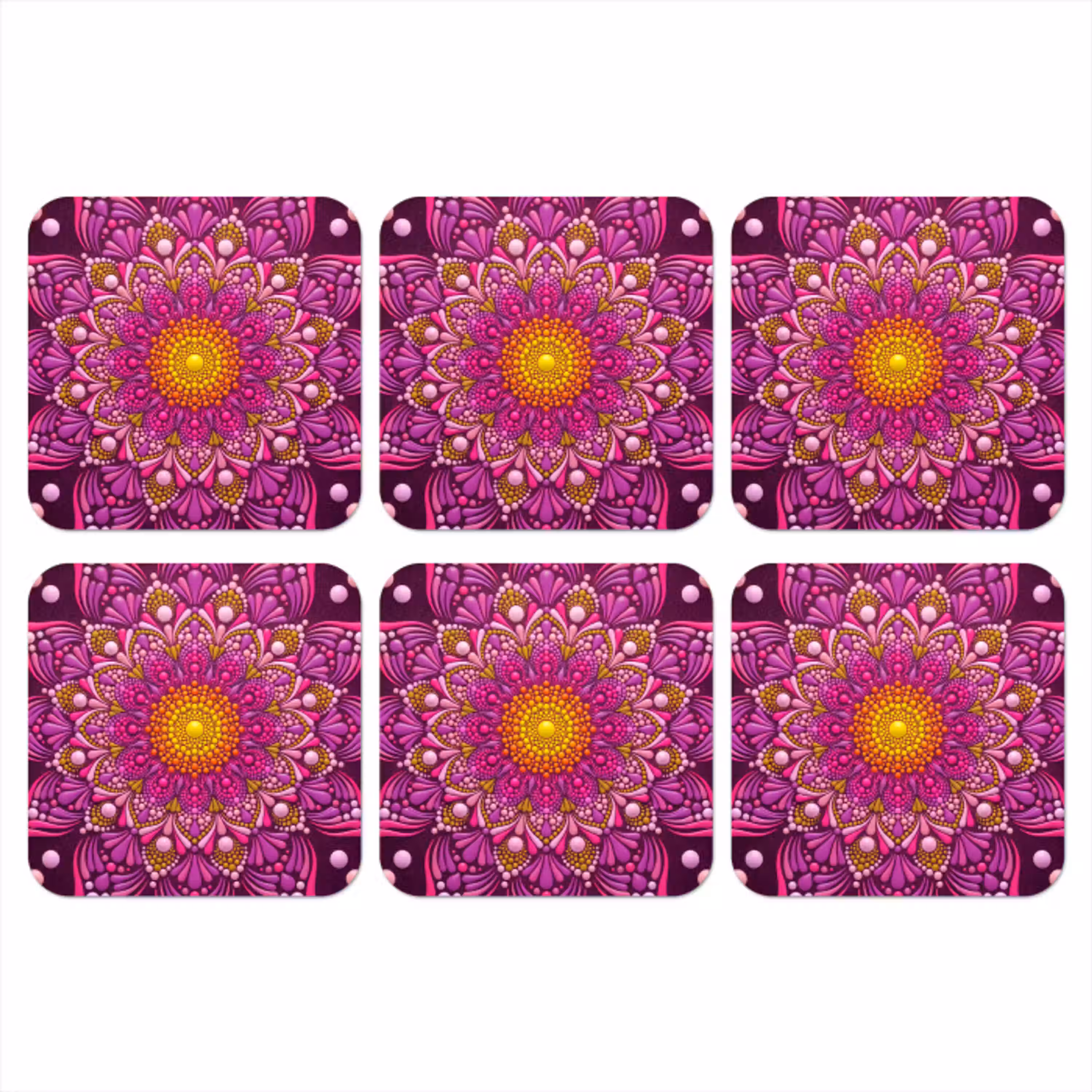 Patroon - Stippen - Abstract - Kleurrijk onderzetter kurk middel -3d