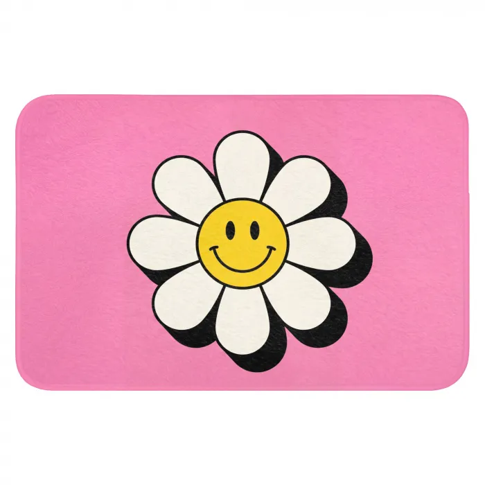Smiley - Bloem - Roze WCmat klein -3d
