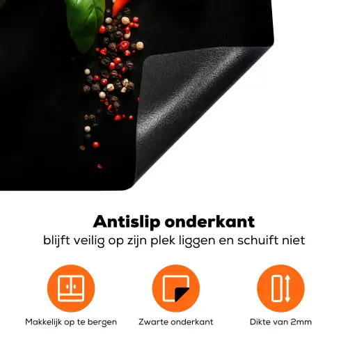 Chilipepers - Basilicum - Blaadjes - Rood Inductie beschermer vinyl 3mm klein -zzzzzzz-td-onderkant