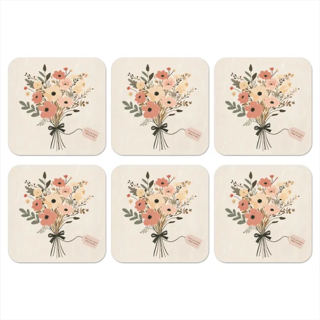Coaster - Flowers - Quote - Beige - Ribbon