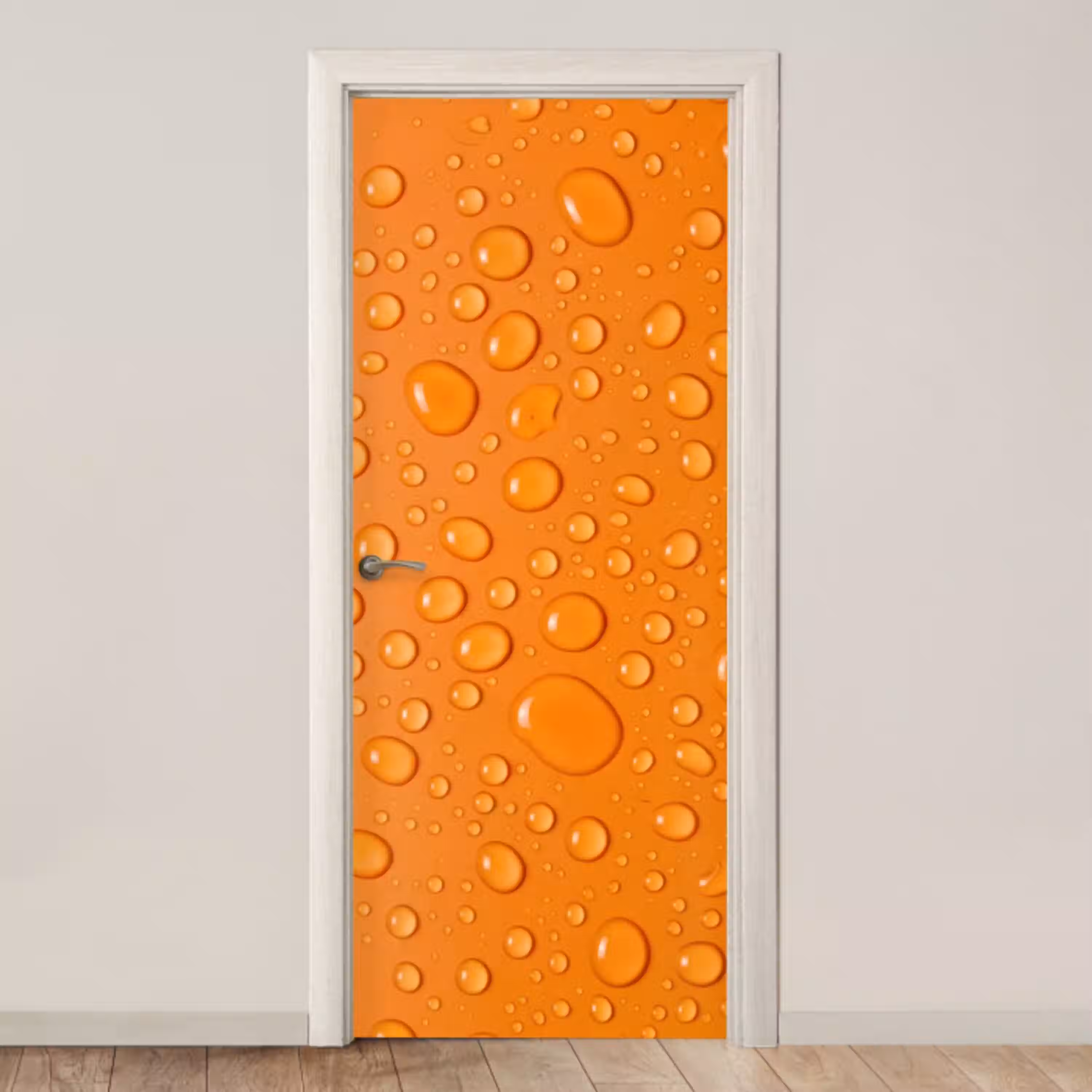 Water - Druppels - Oranje deurposter klein -3d_beige