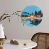 Winterlandschap - Natuur - Huis - Bergen - Sneeuw Wandcirkel behangsticker klein -sfeer3