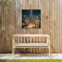 Kerstfeest - Dorp - Donker Tuinposter op houten frame 2 cm dik middel -sfeer4