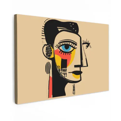 Geometrisch - Felle kleuren - Kubistische stijl canvas 2cm klein -z3d