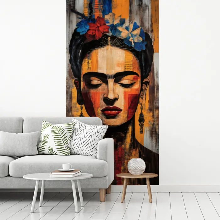 Portret - Vrouw - Bloemen fotobehang vinyl groot -woonkamer