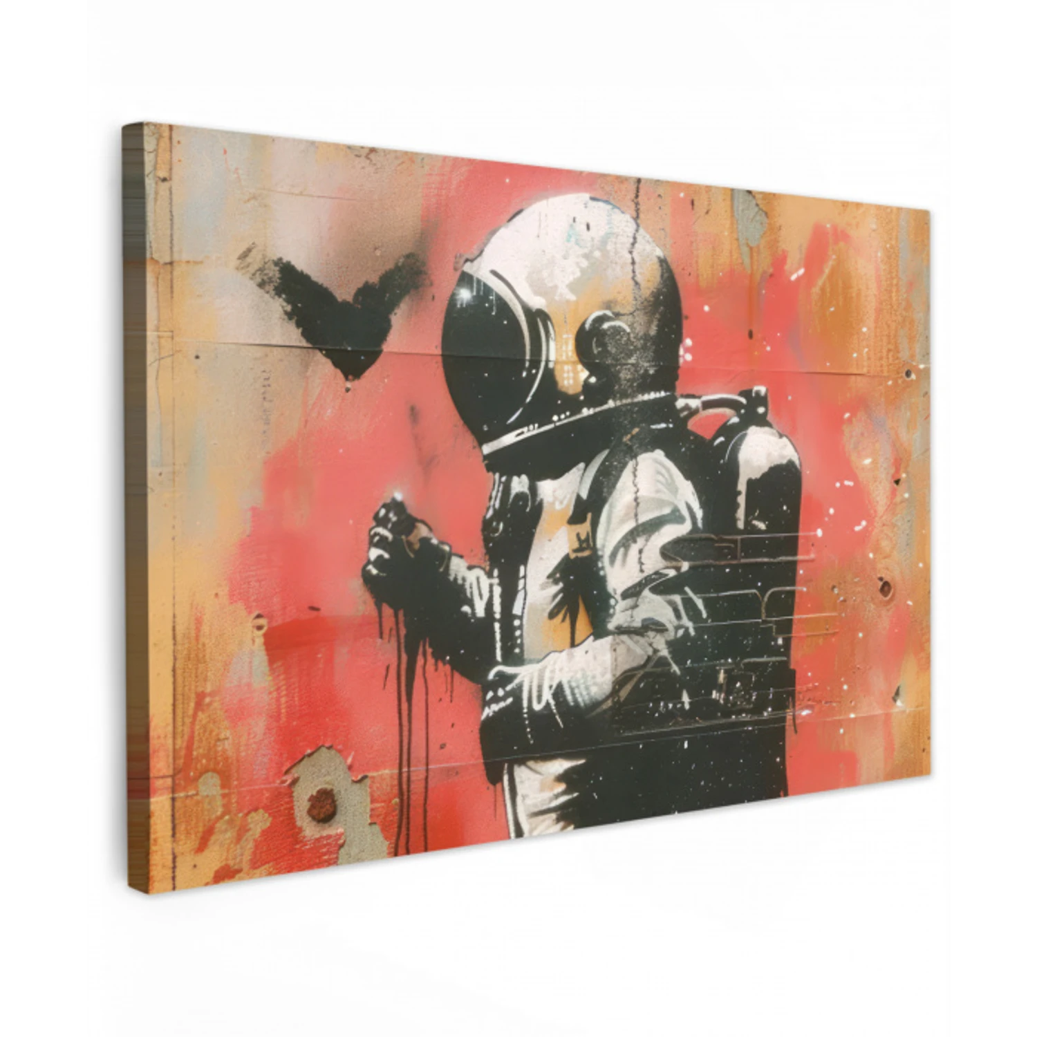 Graffiti - Astronaut - Street art - Ruimte - Banksy canvas 2cm klein -z3d