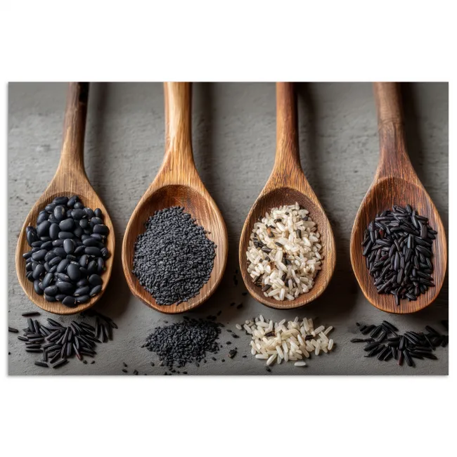 Houten - Lepels - Rijst - Zaden poster papier klein -3d