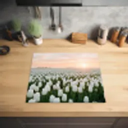 Tulpen - Landschap - Wit Inductie beschermer vinyl 3mm middel -sfeer5