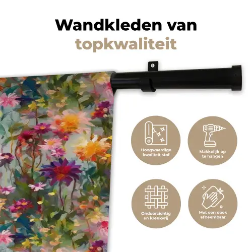 Zomers - Kleurrijk - Patroon - Bloemen Wandkleed katoen klein 269 -sfeer2