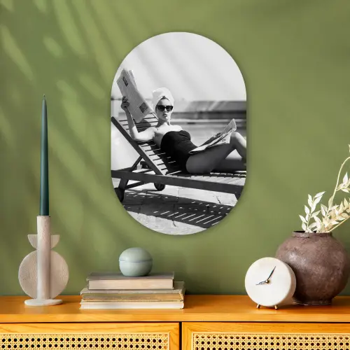 Glamour - Modern - Zwart - Wit Wandcirkel Ovaal Forex klein -sfeer2