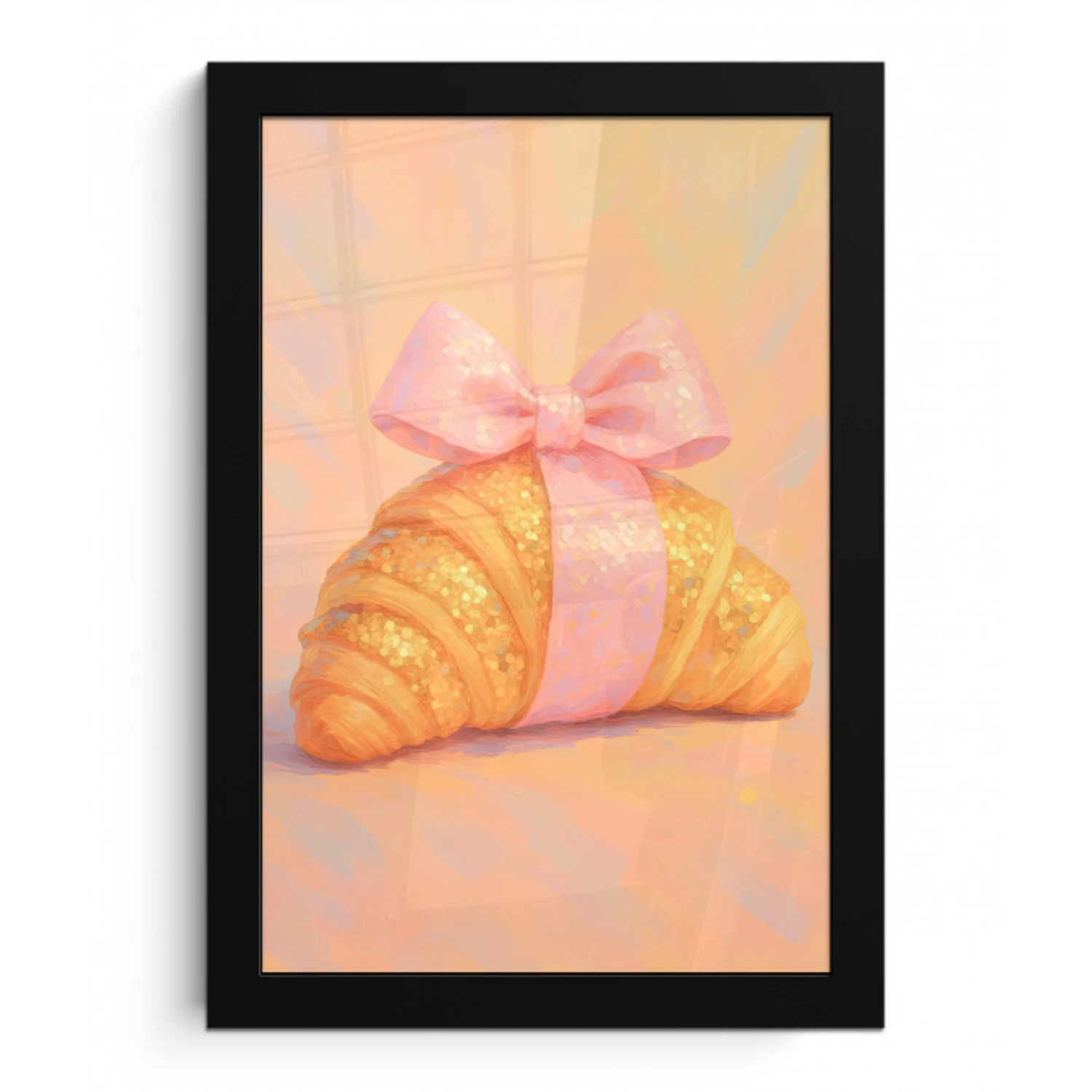 Croissant - Strik - Roze fotolijst zwart zonder passe partout klein -3d