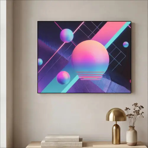 Cirkels - Vlakken - Abstract - Blauw Textielframe - compleet frame klein -sfeer2