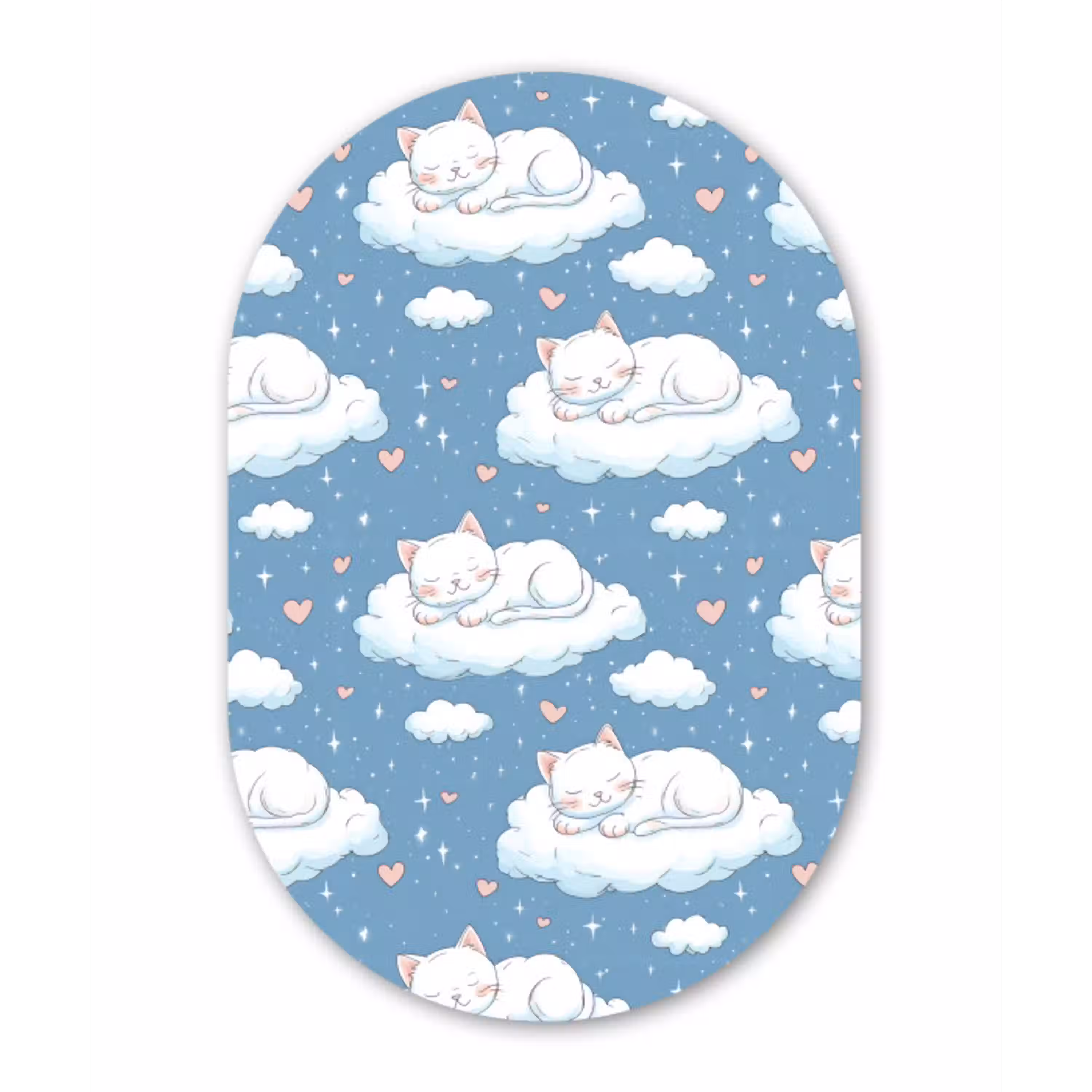 Kitten - Wolken - Blauw Wandcirkel Ovaal Aluminium middel 839 -3d