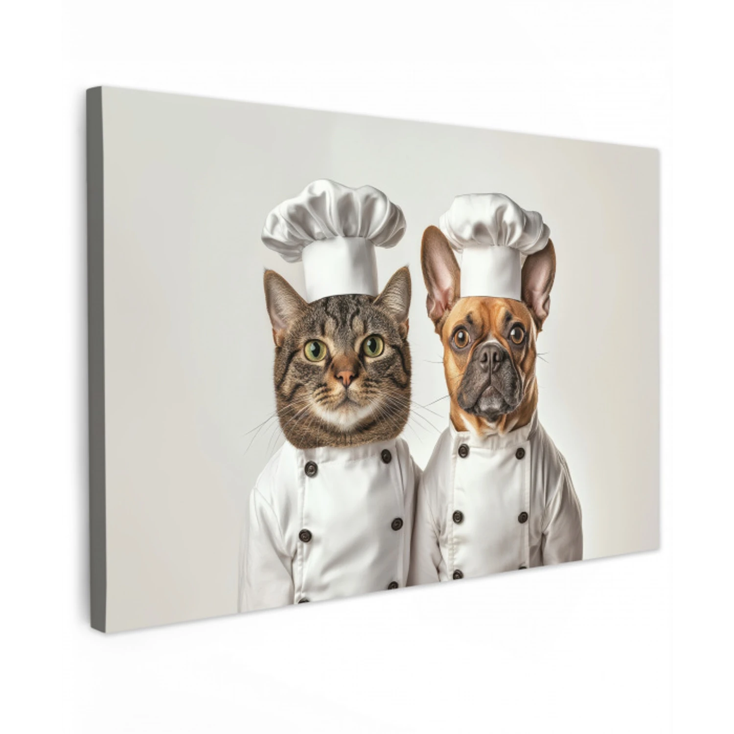 Kat - Hond - Kokskleding Tuinposter op houten frame 2 cm dik klein -3d