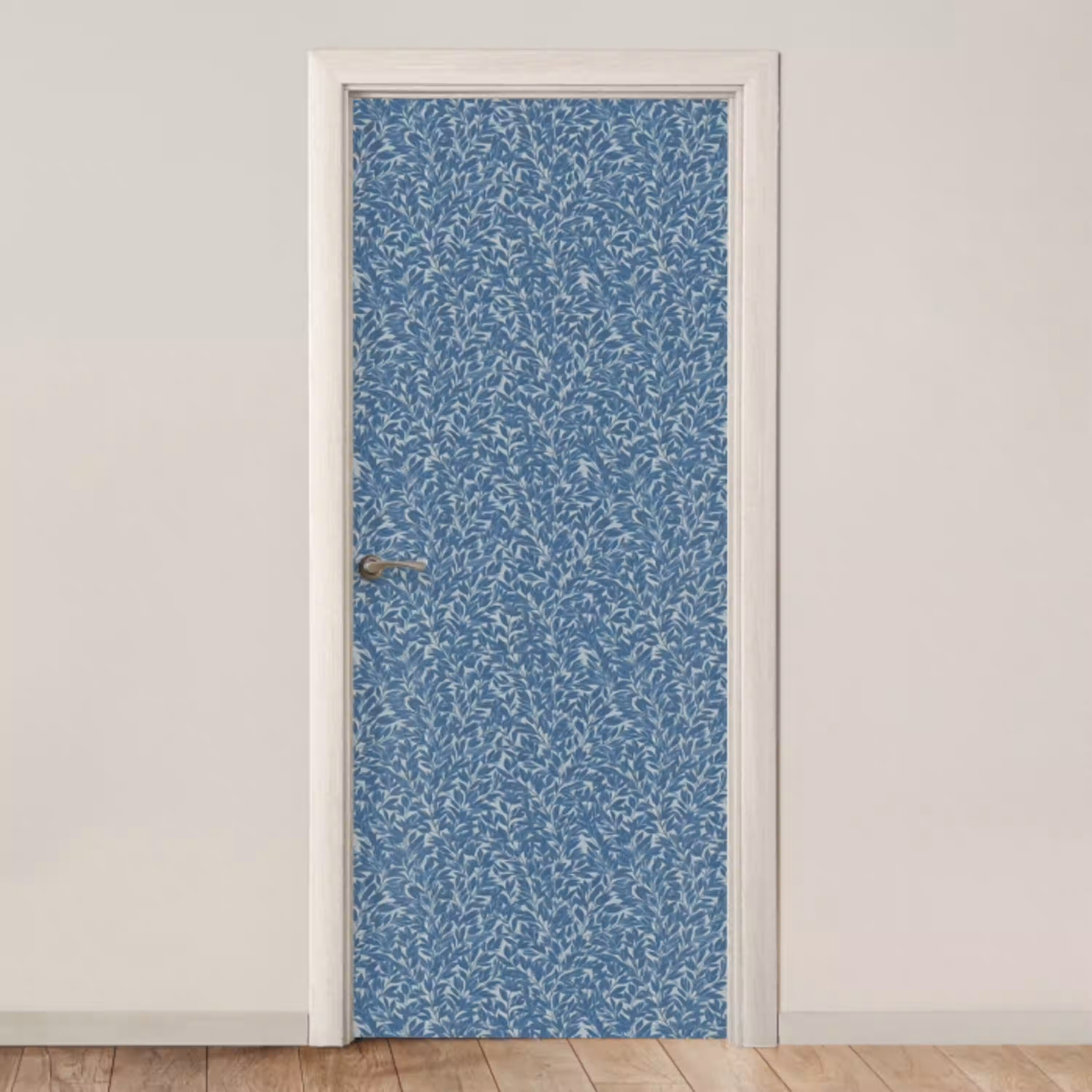 Bladeren - Klassiek - Patroon - Donkerblauw - Vintage deurposter klein 289 -3d_beige