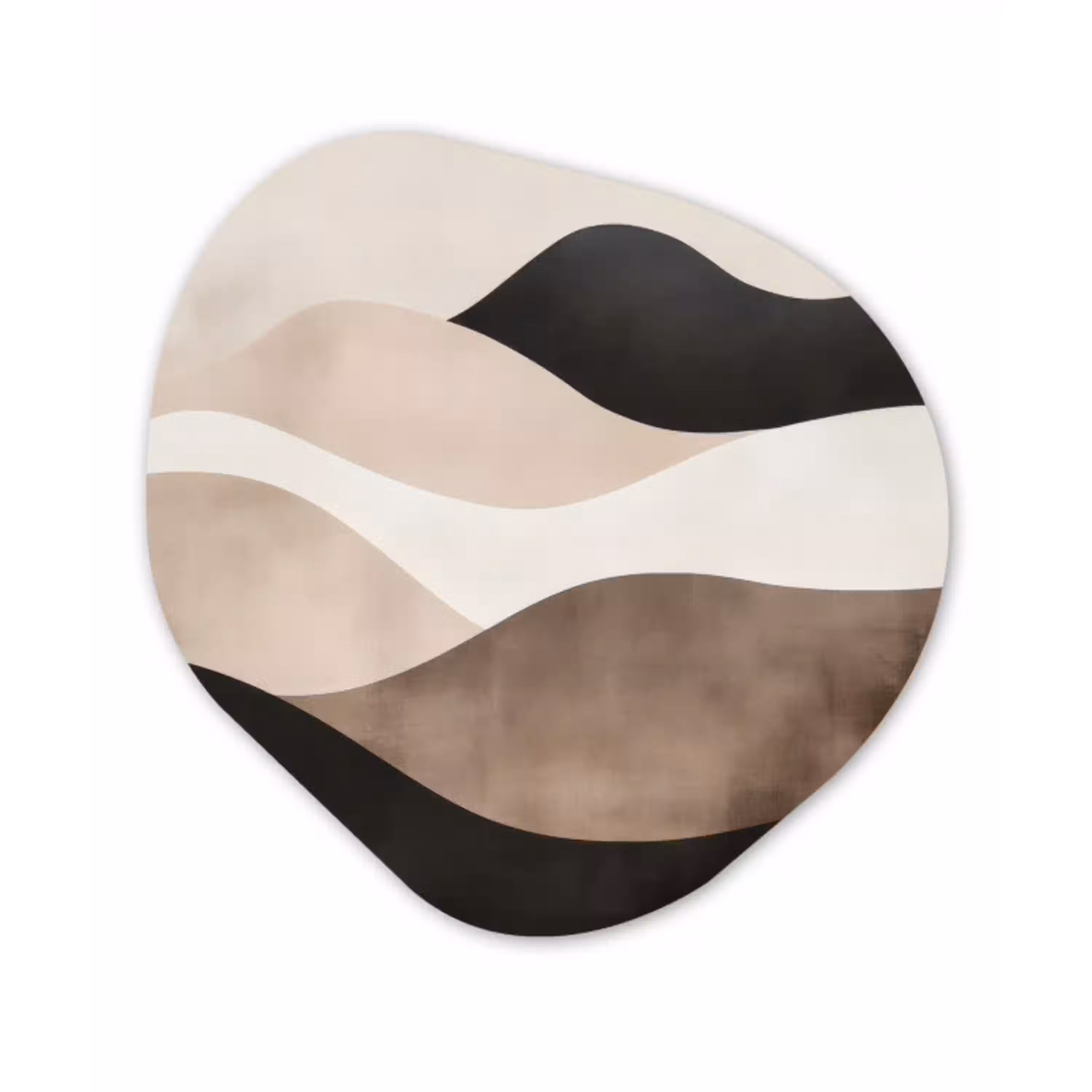 Abstract - Landschap - Golven - Crèmekleur Wandcirkel Organisch Aluminium middel -3d