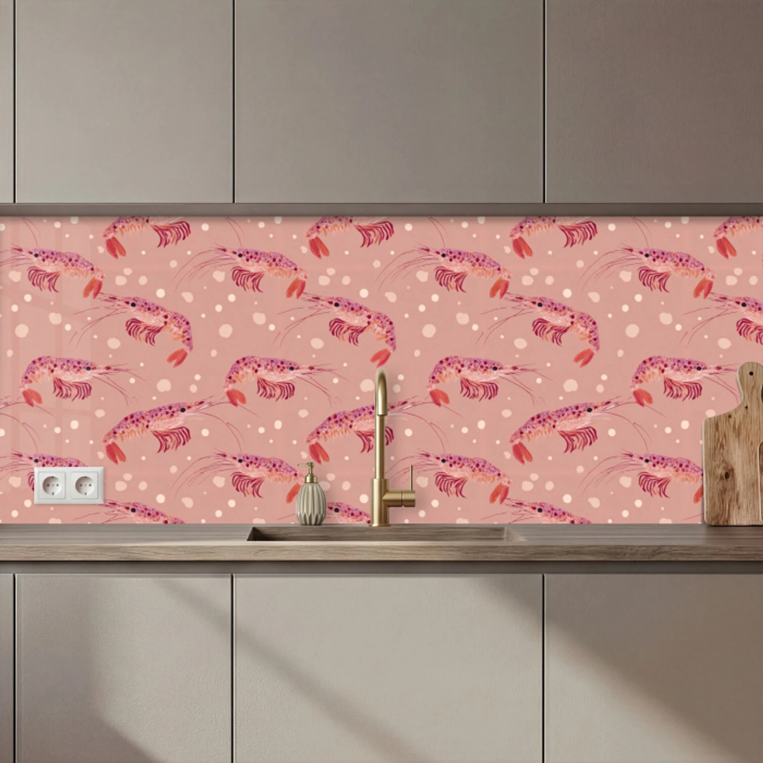 Garnalen - Stippen - Roze keuken achterwand 2 middel 871 zz_3dshopping