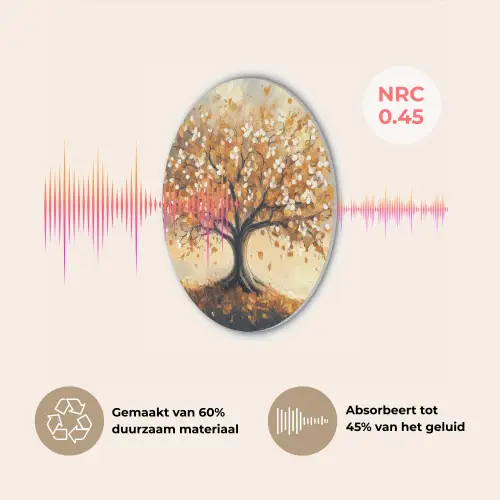 Herfst - Boom - Oranje - Bladeren - Levensboom - Abstract Akoestische PET Vilt - Rond klein -USP_NL
