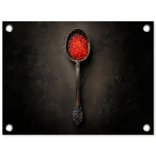 Zwart - Lepel - Caviar tuinposter los doek klein -3d