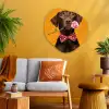 Hond - Oranje - Roos - Valentijn Wandcirkel Organisch Plexiglas middel -sfeer4