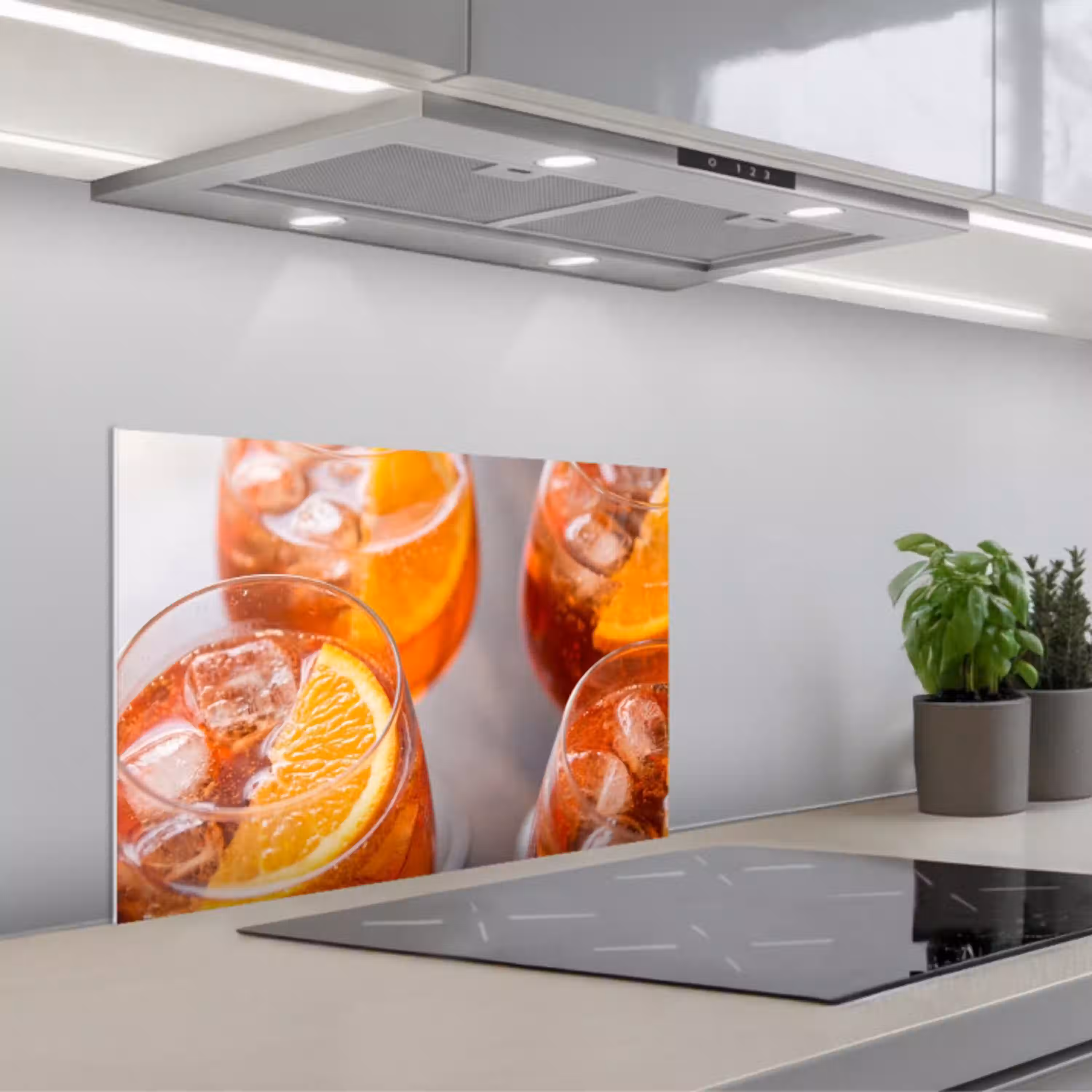Drank - Sinaasappel - IJs - Zomer - Oranje keuken achterwand spatscherm klein -3d_schuin