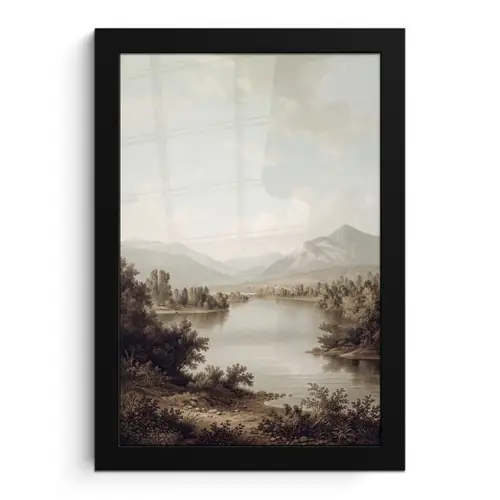 Klassiek - Landschap - Sereen fotolijst zwart zonder passe partout klein -3d