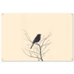 Vogel - Zwart - Tak - Minimalistisch tuinposter los doek groot -3d