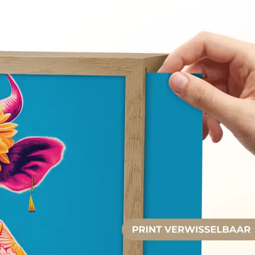 Koe - Bloemenkrans - Oorhangers - Kimono Light Box met batterij (Wandlamp) middel -USP_websiteprintNL