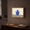 Vaas - Blauw - Geblokt - Modern Light Box met batterij (Wandlamp) middel -sfeer1