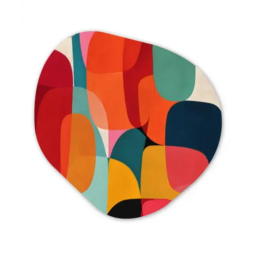 Vormen - Kleurrijk - Abstract - Vlakken Wandcirkel Organisch Forex 3mm klein -3d