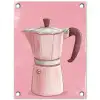 Roze - Mokkapot - Illustratie - Koffie tuinposter los doek klein -3d