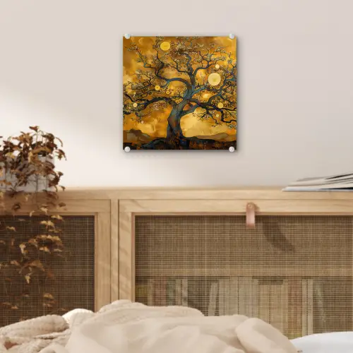 Boom - Levensboom - Abstract - Goud plexiglas 5mm klein -sfeer4