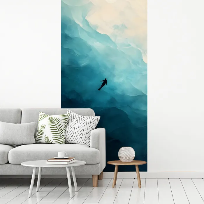 Zee - Silhouet - Abstract - Blauw fotobehang vinyl groot -woonkamer