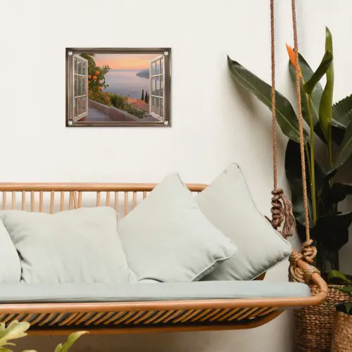 Doorkijk - Uitzicht - Meer - Landschap tuinposter los doek klein -sfeer7