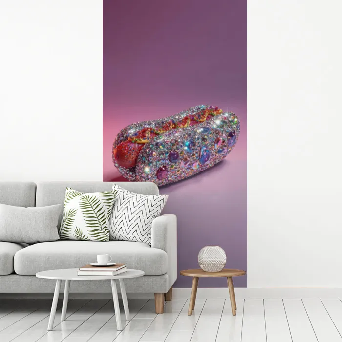Hotdog - Steentjes - Glitters - Paars fotobehang vinyl groot -woonkamer