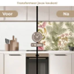 Vogels - Tropisch - Botanisch - Roze keuken achterwand 2 middel -voor-na2_NL