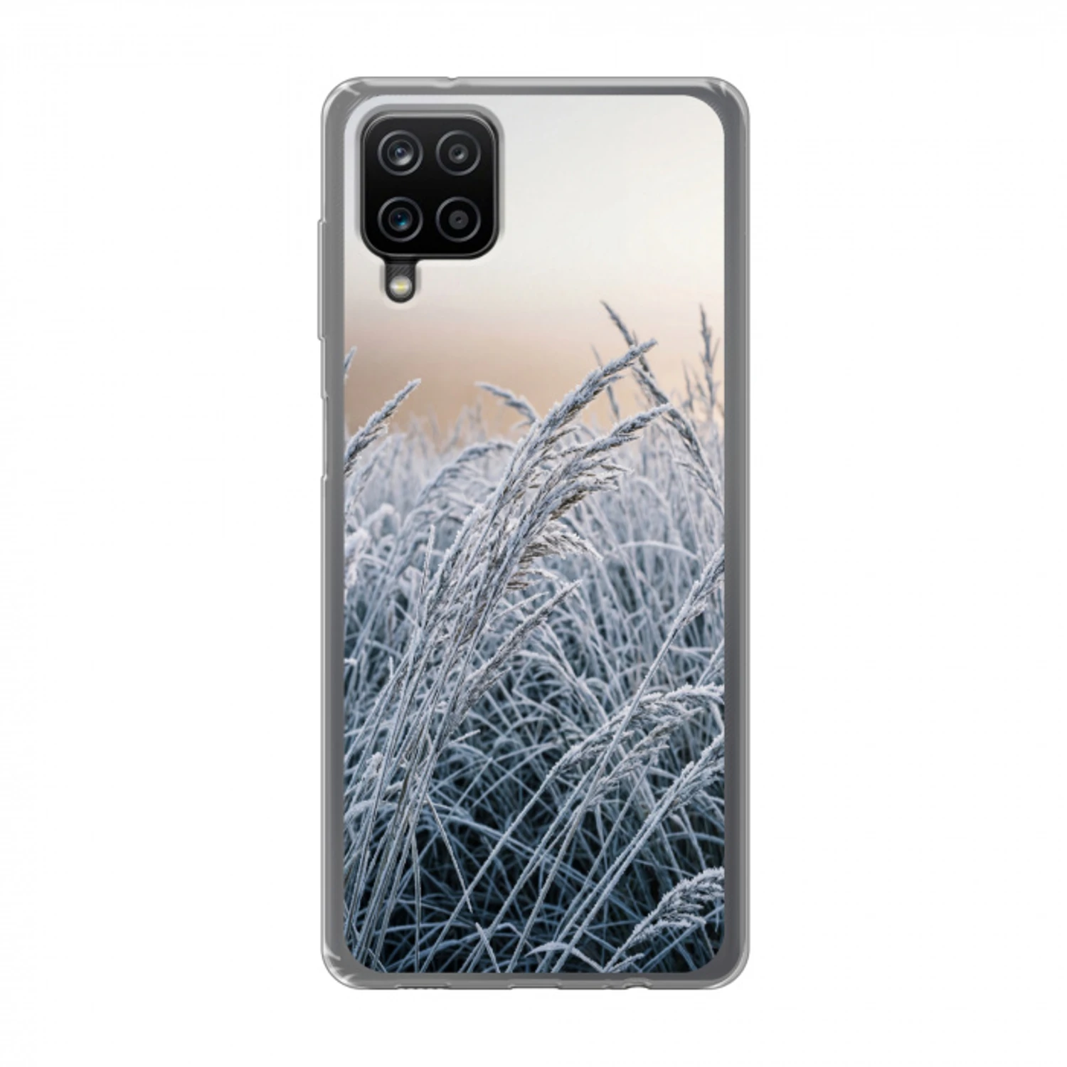 Rijp - Gras - Kristallen - Winter - Minimalistisch Telefoonhoesje Samsung Galaxy A12 klein -3d