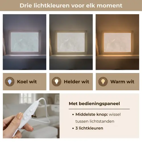 Grijs - Beton - Industrieel Light Box met kabel (Tafellamp) klein -USP_lichtkleurNL