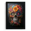 Bloemen - Kleurrijk - Schedel fotolijst zwart zonder passe partout klein -3d