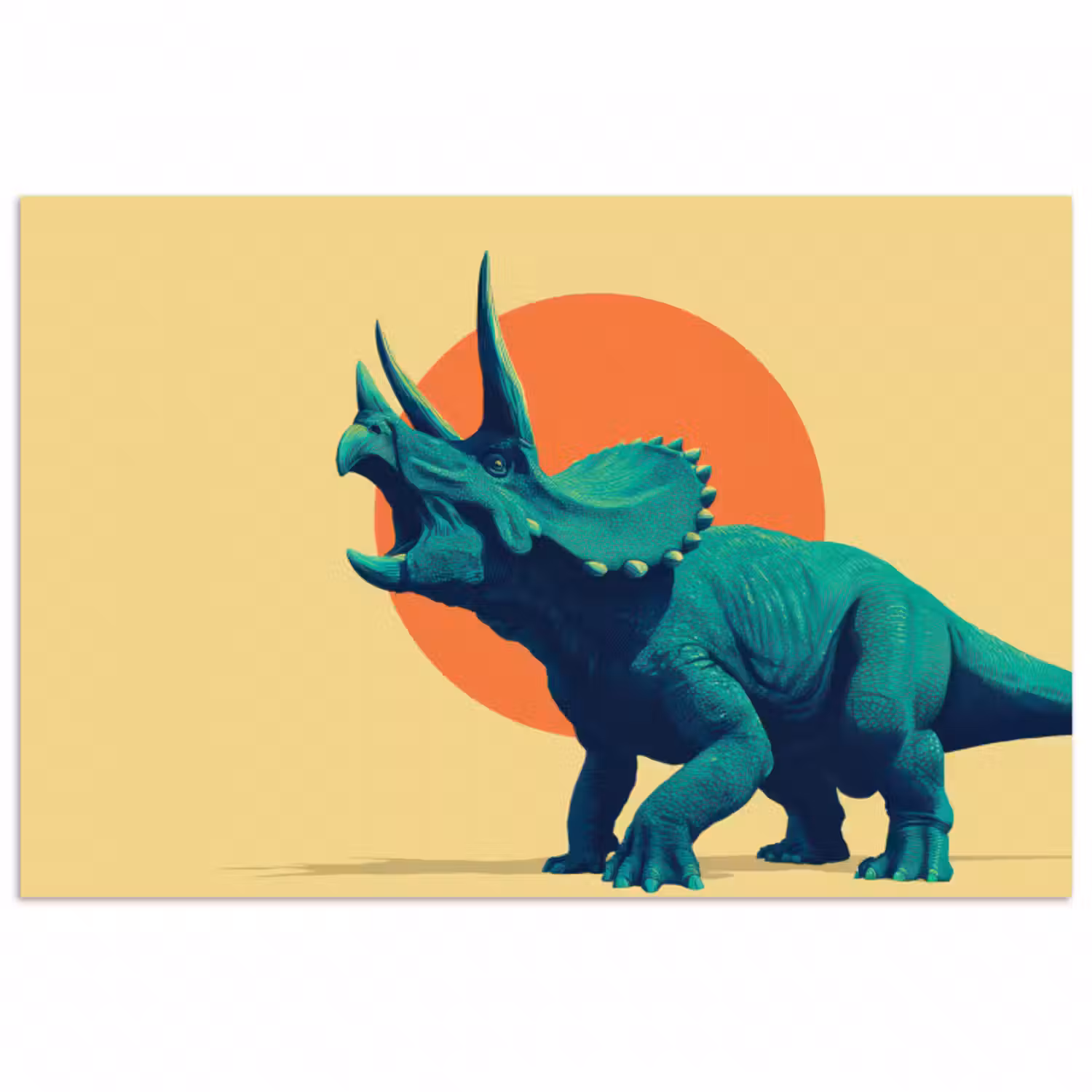 Poster - Triceratops - Kreis - Orange - Hörner