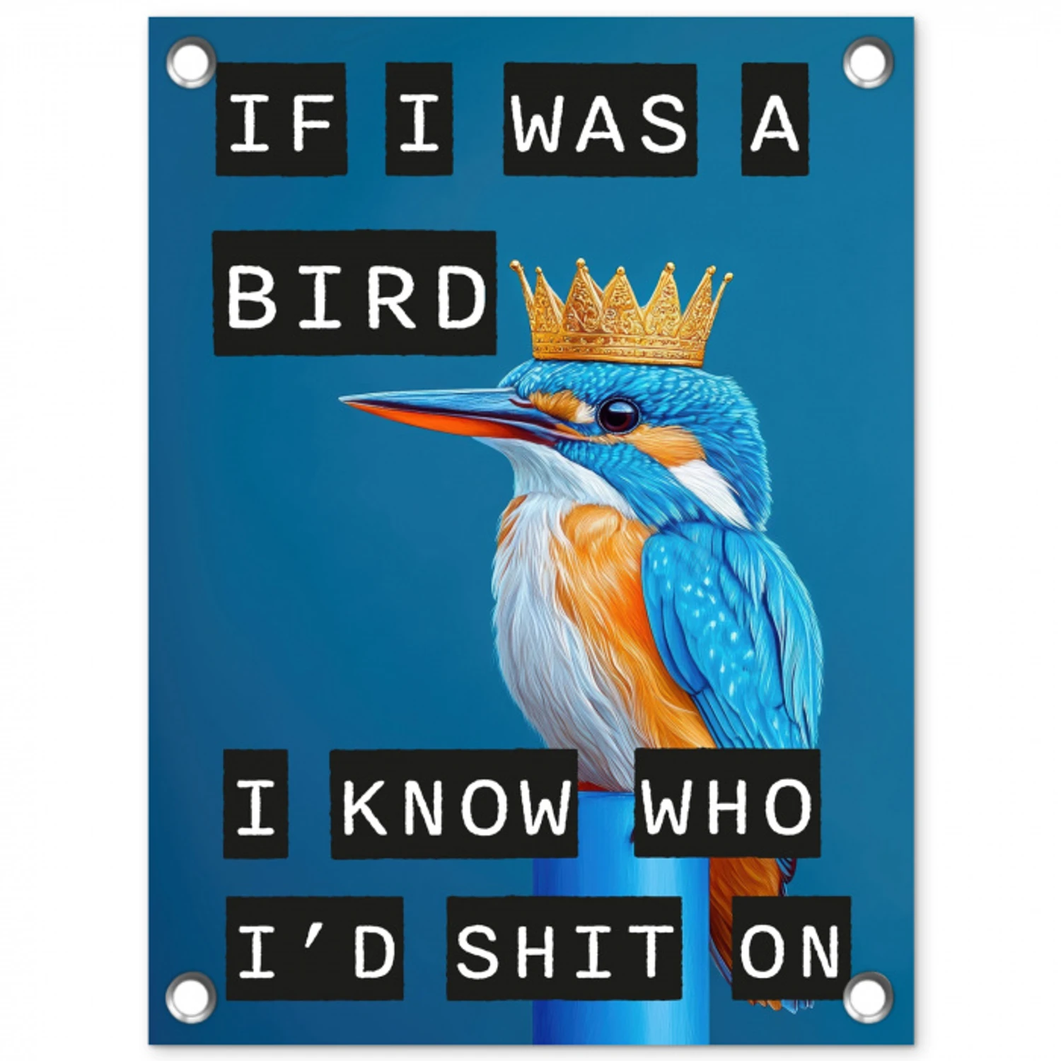 Vogel - Decoratie - Ijsvogel - Blauw tuinposter los doek klein -3d