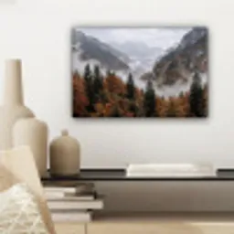 Bergen - Vallei - Mist - Herfst - Natuur canvas 2cm klein -sfeer6