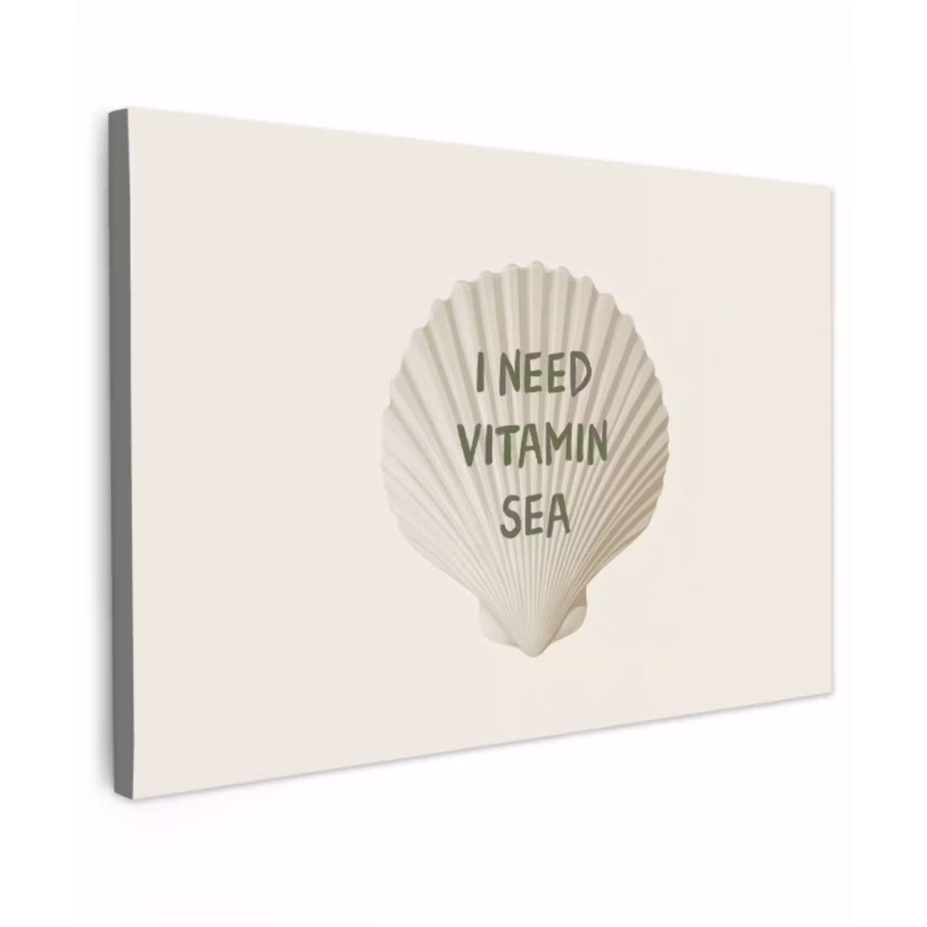 Schelp - Quote - Groen canvas 2cm klein -z3d